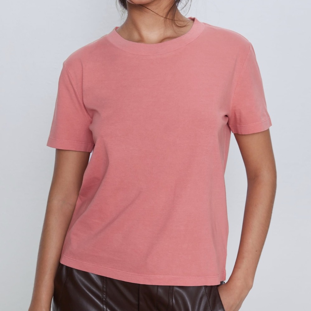 ZARA WASHED EFFECT RIBBED T SHIRT